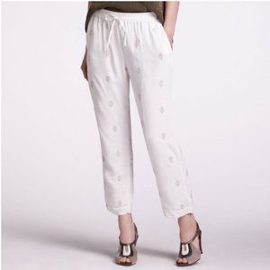 Leifnotes Anthropologie Embroidered Sequin Rayon Drawstring Pants 0